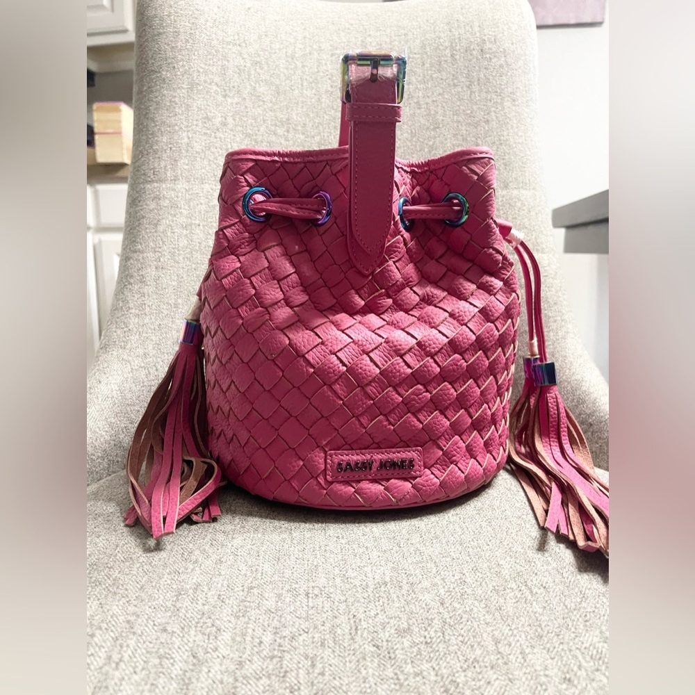 Sassy Jones Kellie Weaved Drawstring Bucket Bag